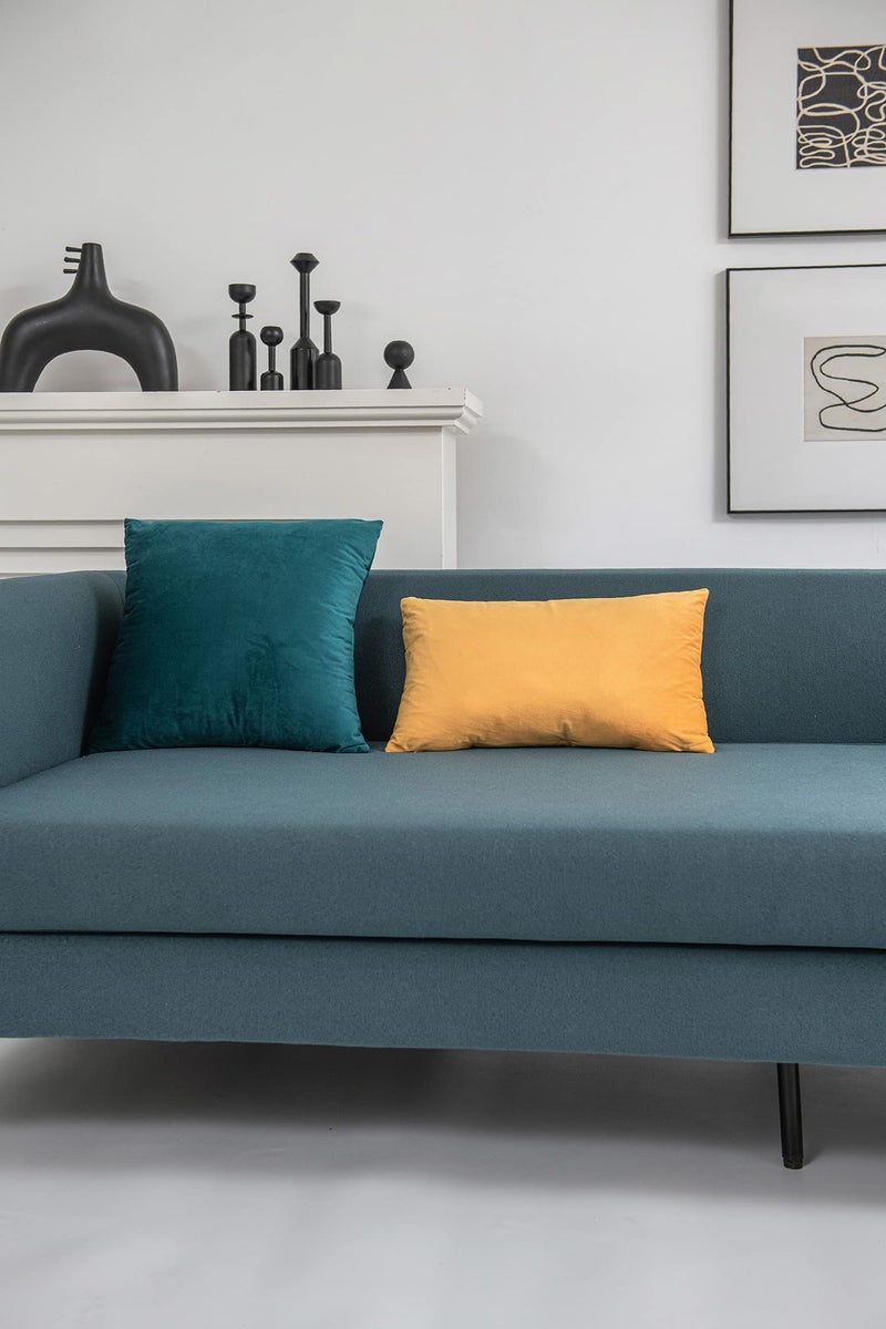 DEZENE Lumbar Pillow Covers 12x20 Mustard Yellow: Pack of 2 Cozy Soft Velvet Rectangular Modern Luxury Decorative Throw Pillow Cases for Sofa Couch Living Room Bed Home Decor - Image 3
